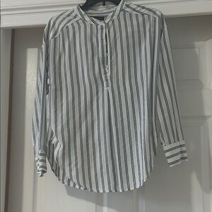 Banana Republic Men's Striped Button Down Shirt - Black and White
